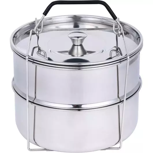 Ziva stainless steel steamer basket with lid (double layer, stackable)