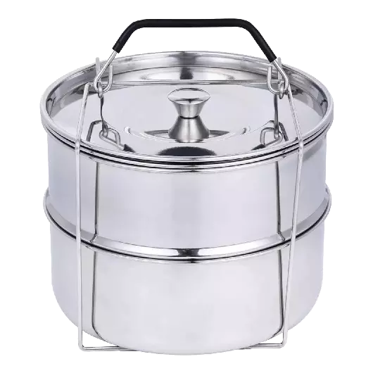 Ziva stapelbare RVS pot in pot mand met deksel